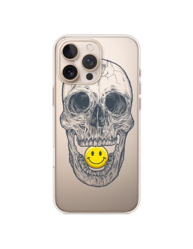 Coque iPhone 16 Pro Max Tête de Mort Smiley Transparente - Rachel Caldwell