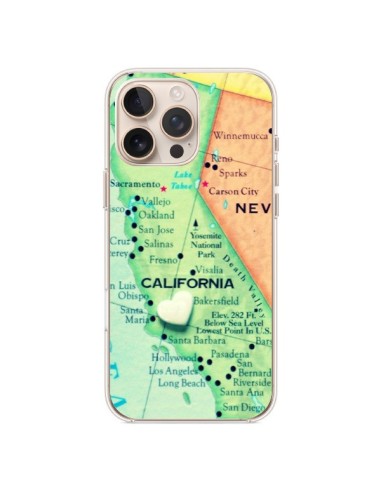 Coque iPhone 16 Pro Max Carte Map Californie - R Delean