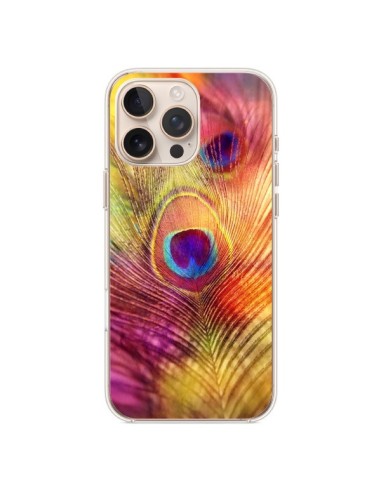 Coque iPhone 16 Pro Max Plume de Paon Multicolore - Sylvia Cook