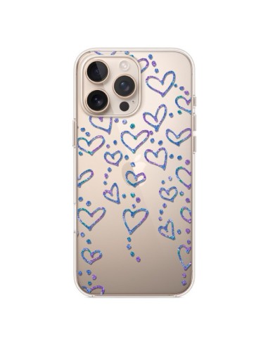 Coque iPhone 16 Pro Max Floating hearts coeurs flottants Transparente - Sylvia Cook