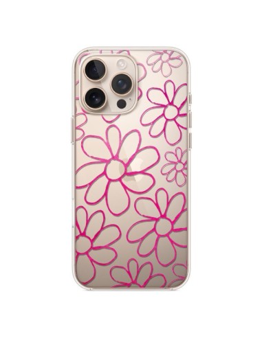 Coque iPhone 16 Pro Max Flower Garden Pink Fleur Transparente - Sylvia Cook