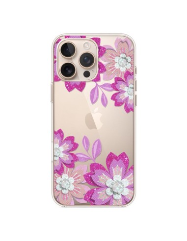 Coque iPhone 16 Pro Max Winter Flower Rose, Fleurs d'Hiver Transparente - Sylvia Cook