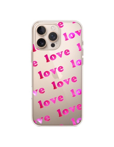 Cover iPhone 16 Pro Max Pink Love Rosa Trasparente - Sylvia Cook