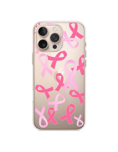 Coque iPhone 16 Pro Max Pink Ribbons Ruban Rose Transparente - Sylvia Cook