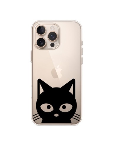 Coque iPhone 16 Pro Max Tête Chat Noir Cat Transparente - Yohan B.