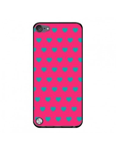 Coque Coeurs Bleus Fond Rose pour iPod Touch 5/6 et 7 - Laetitia