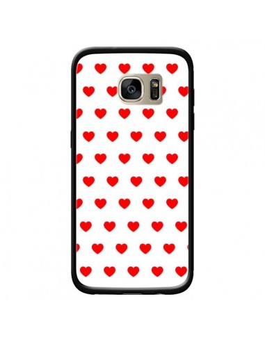 Coque Coeurs Rouges Fond Blanc pour Samsung Galaxy S7 Edge - Laetitia