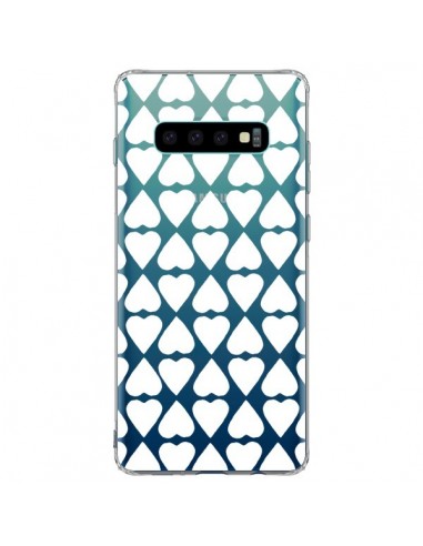 Coque Samsung S10 Plus Coeurs Heart Blanc Transparente - Project M